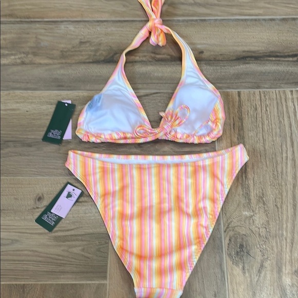 Wild Fable Orange and Pink Striped Bikini - Picture 2 of 5